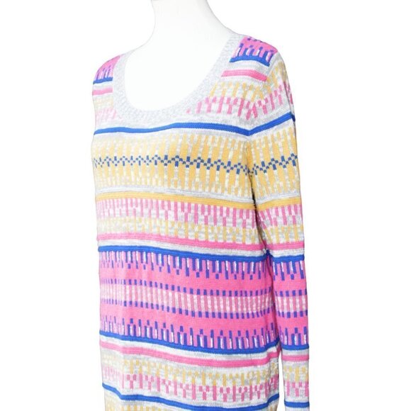 Mossimo Multi Color Fun Loose Sweater Gray Pink Blue Yellow X-Large Sweater - Picture 3 of 8